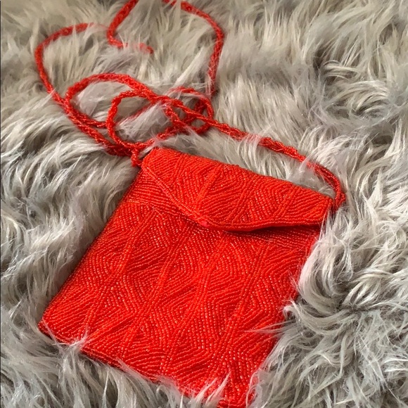 Vintage Red Beaded Crossbody / Satchel - Picture 12 of 14